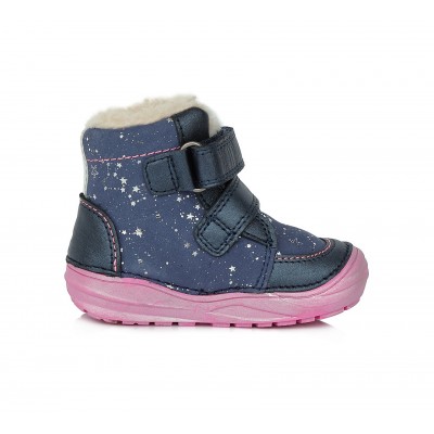 D.D. step dievčenská detská celokožená zimná obuv W071-887 NAVY
